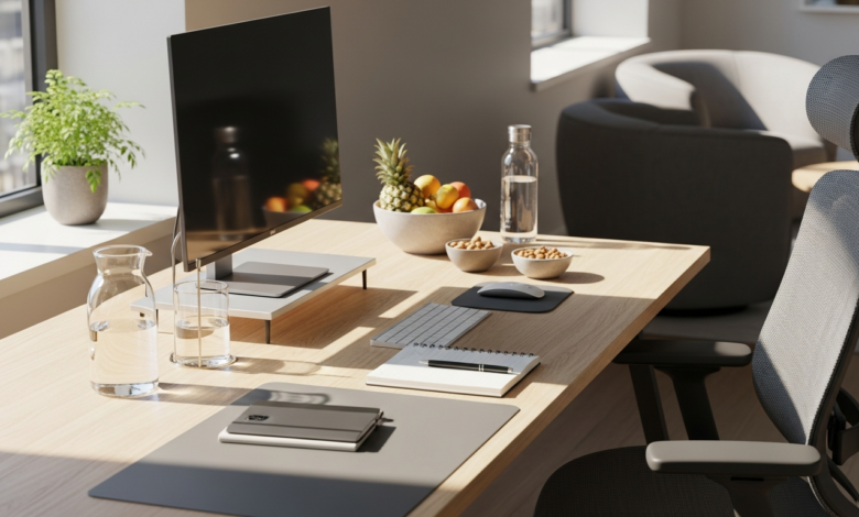Gesund im Büro: So bleibst du fit am Arbeitsplatz [Bildinhalt mit KI erstellt]